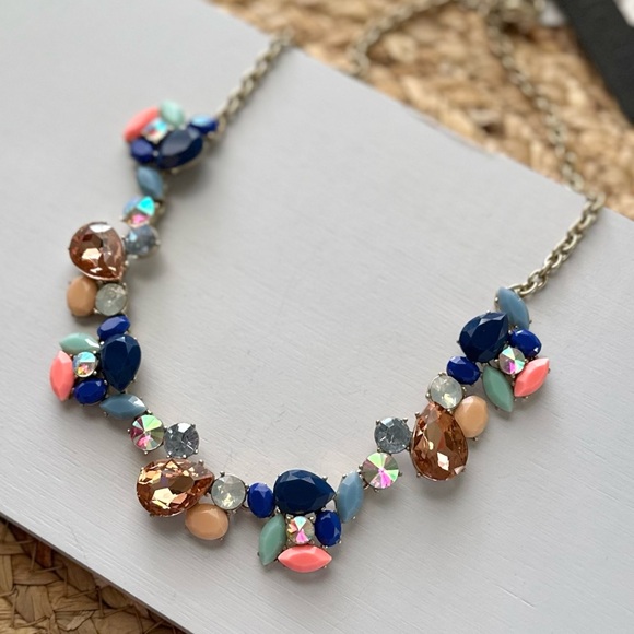 J CREW NWT Crystal Paint Party Necklace • Spring Pastel Jeweled Stone Princess - Picture 3 of 10